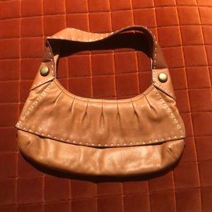 Brown leather handbag